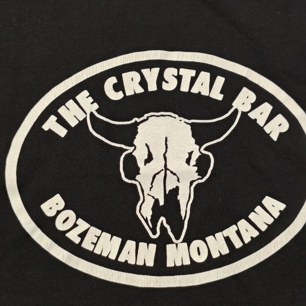 Crystal Bar Bozeman Montana T-Shirt Mens Size XL Black Cow Skull Logo‎ - Picture 3 of 10